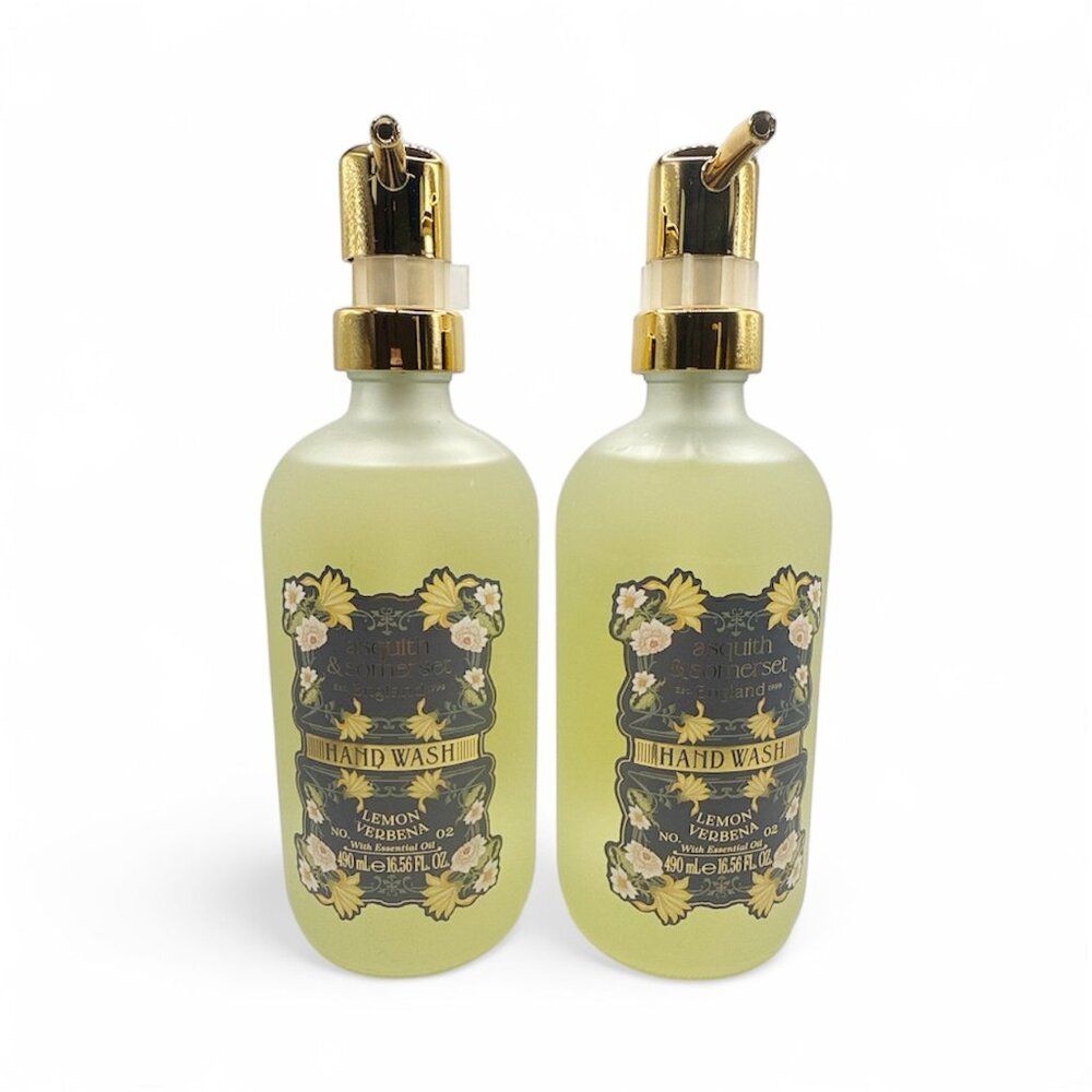 NEW 2x Asquith & Somerset - Lemon Verbena Glass Bottle Hand Wash - 16.56 fl oz